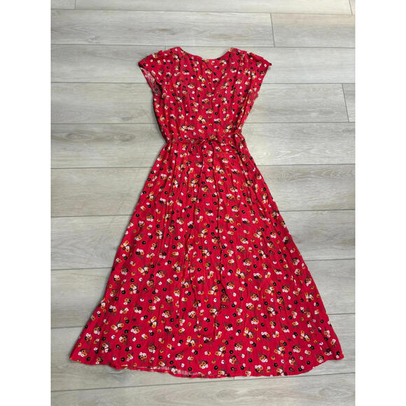 Gap Wrap Dress Small Women Maxi Pink Floral Cap Sleeve Y2K Romantic Fairy - Picture 3 of 9